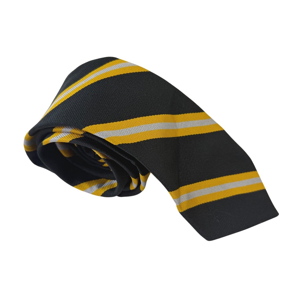 Regatta Mens Repp Stripe Necktie Black Yellow Silver Polyester RN 32861